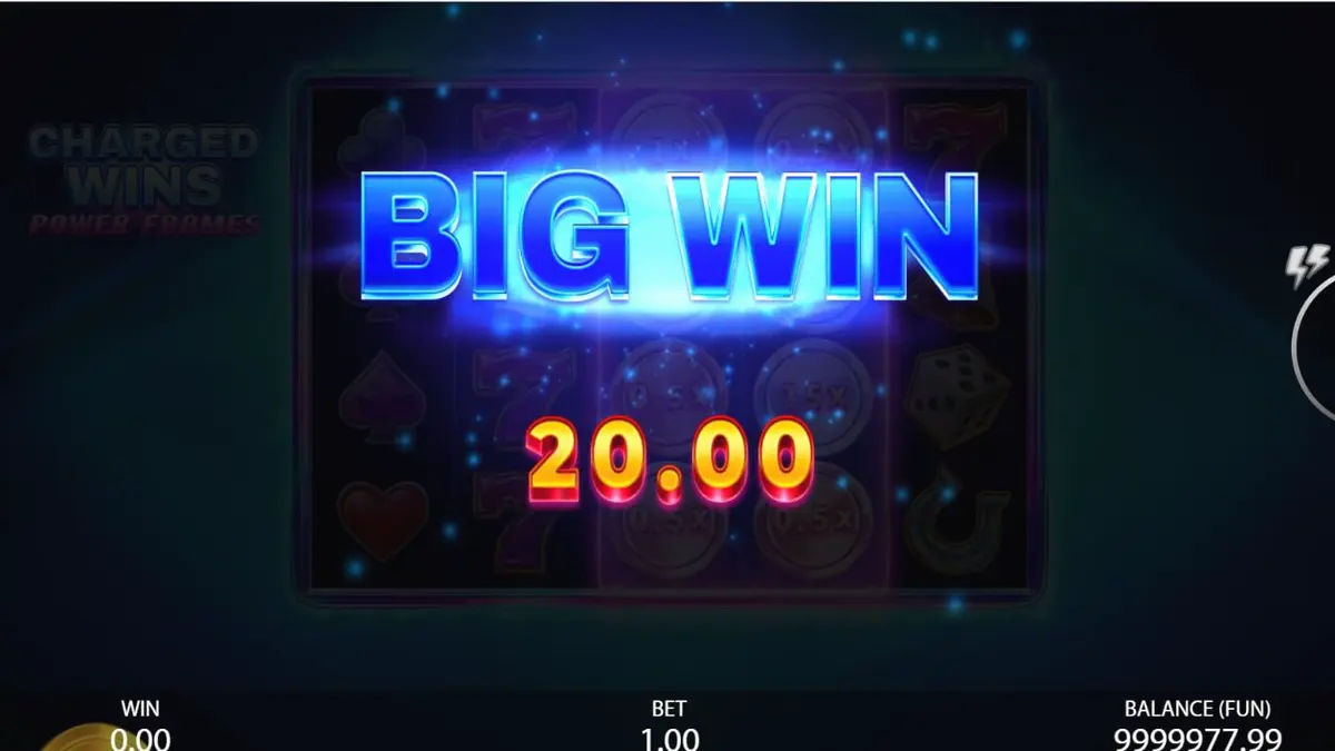 Charged Wins: Power Frames slot game neon interface